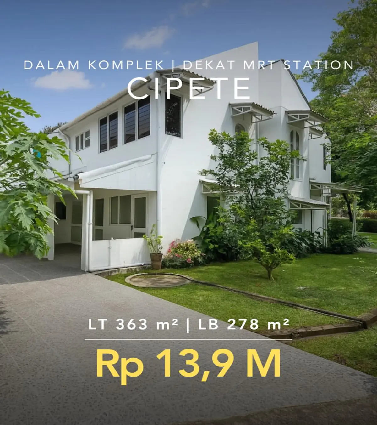Jual Rumah Cipete Jakarta Selatan Desain Modern, Lingkungan Asri