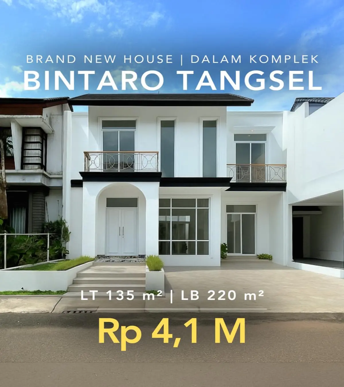 Rumah dijual di Bintaro Jaya Tangerang Selatan - Rumah Baru Bintaro jaya Tangerang Selatan Dalam Komplek (tampak depan)