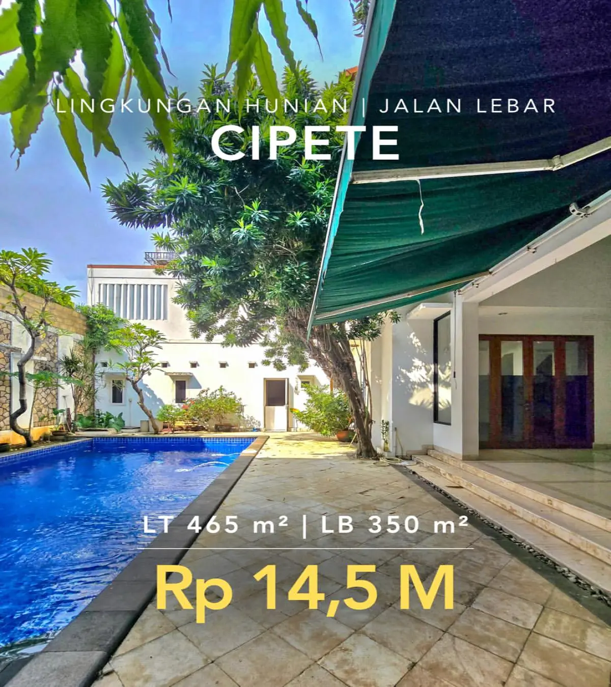 Rumah dijual di Kebayoran Baru Jakarta Selatan - Rumah Dijual Cipete Jakarta Selatan - Private Pool Halaman Luas (tampak depan)