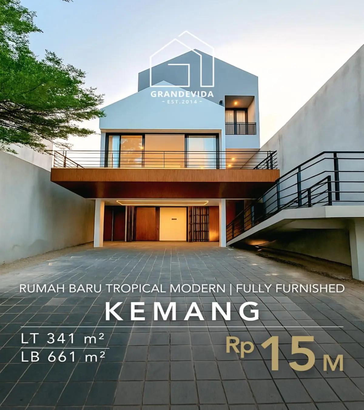 Rumah Dijual di Kemang Modern Tropical Siap Huni