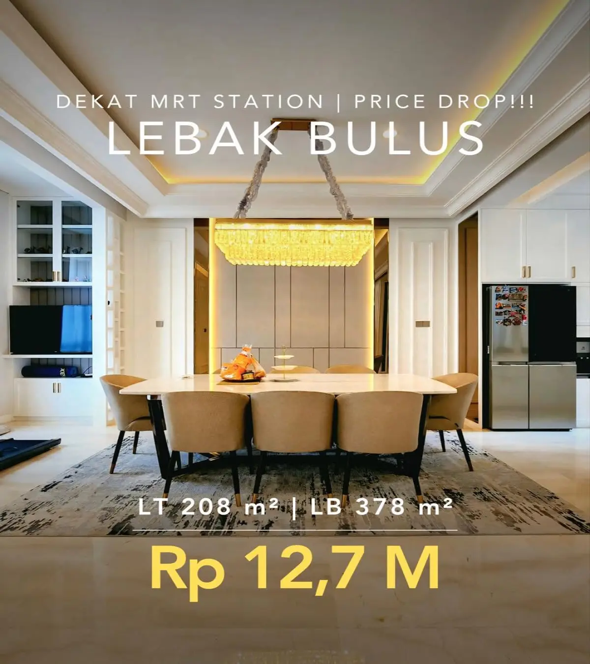 Rumah Dijual di Lebak Bulus Jakarta Selatan – Private Lift, 3 Lantai, LT 208 m²