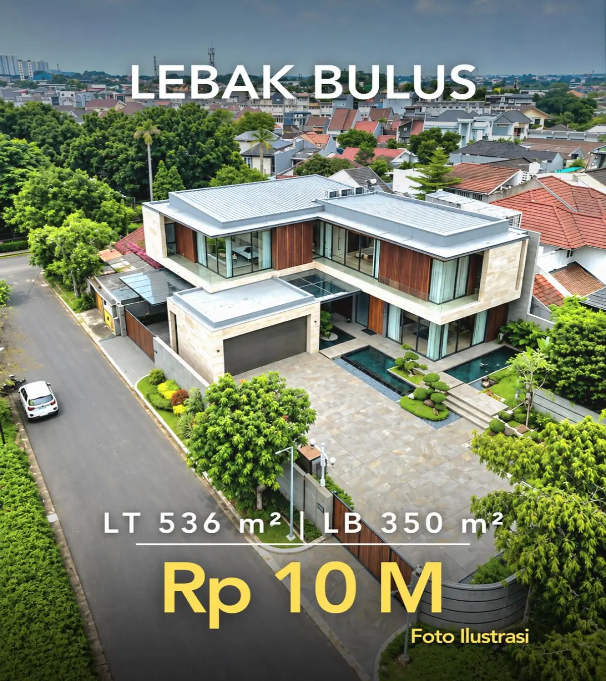 Rumah Dijual di Lebak Bulus Jakarta Selatan – LT 536 m², 3 Lantai, Carport 8 Mobil, SHM