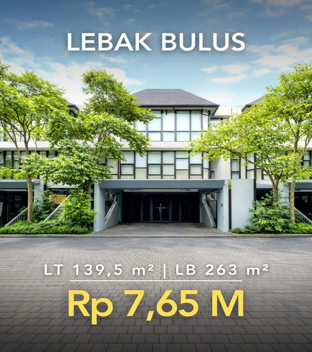 Rumah Dijual Lebak Bulus Jakarta Selatan – Fully Furnished, 3 Lantai, Fasilitas Cluster Lengkap