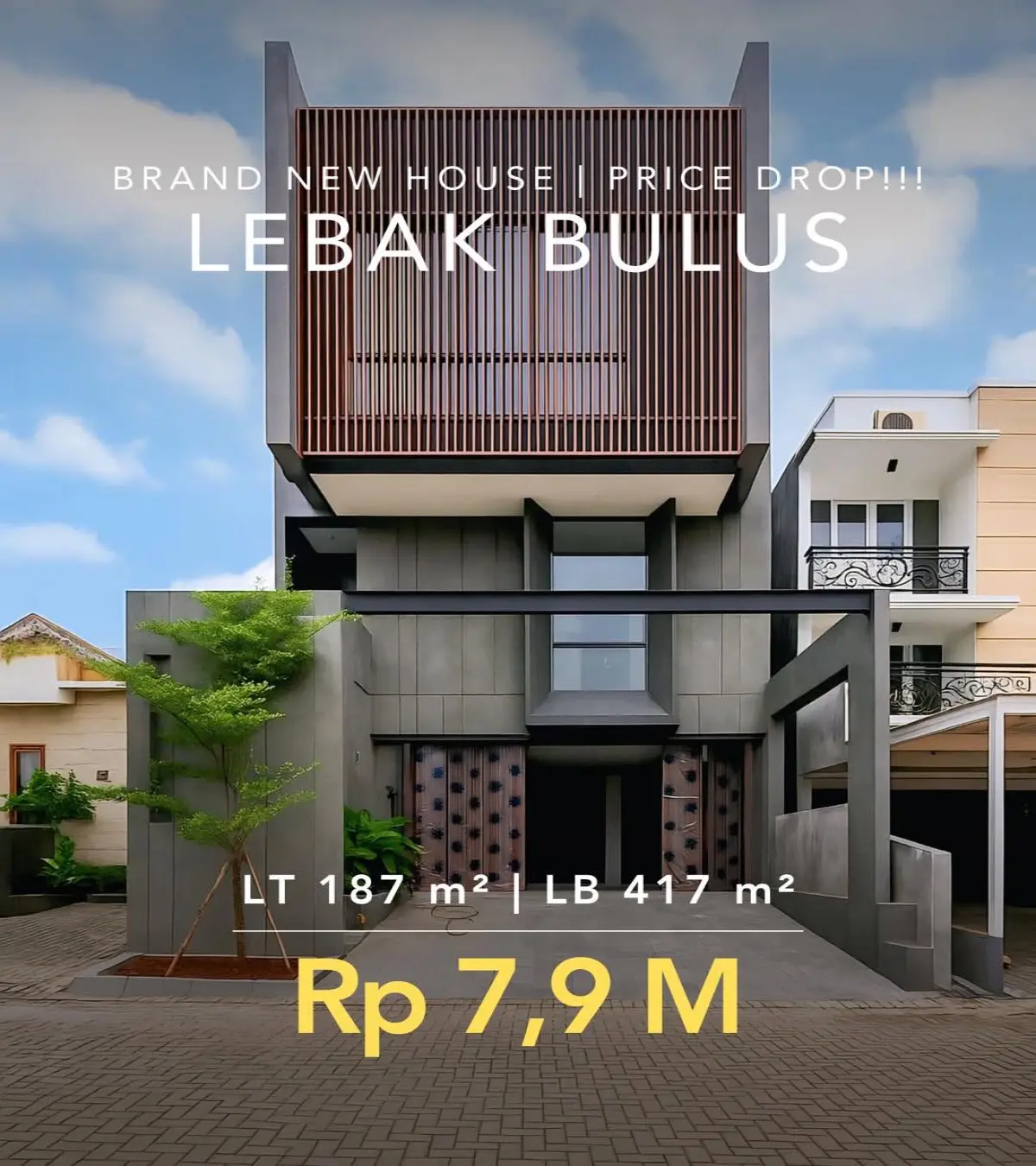Rumah Baru Dijual Lebak Bulus Jakarta Selatan – 3 Lantai, LB 417 m², Cluster Elite, SHM