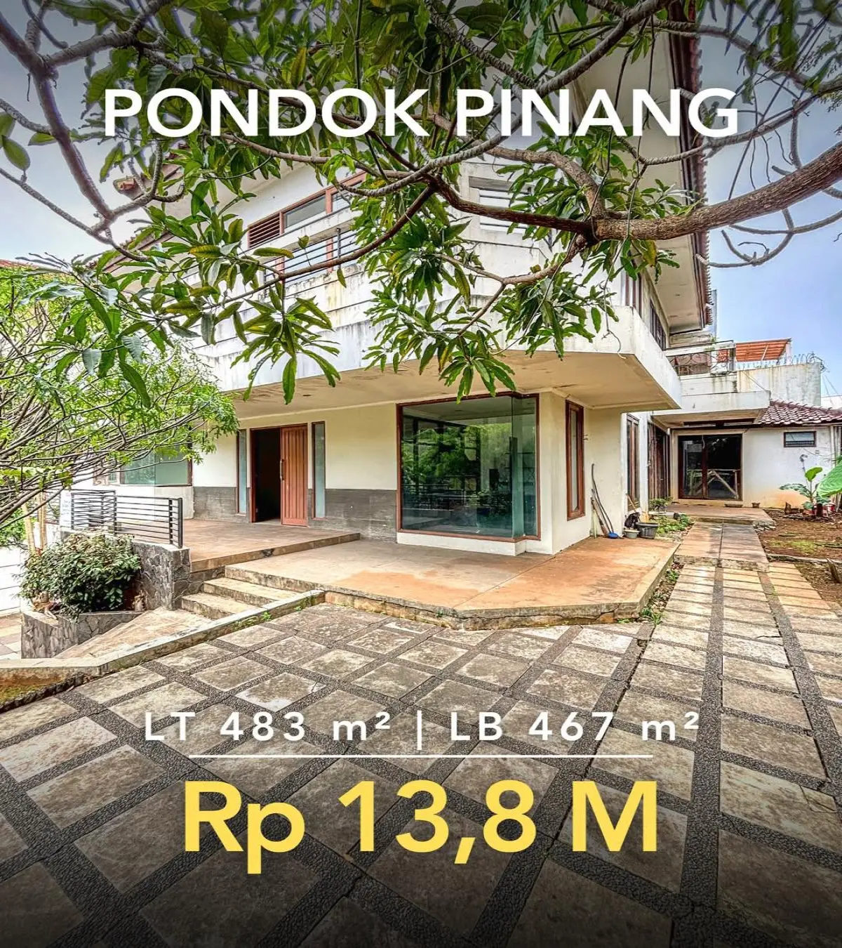 Rumah Dijual Pondok Pinang Jakarta Selatan – Depan Jalan Raya, LT 483 m², SHM