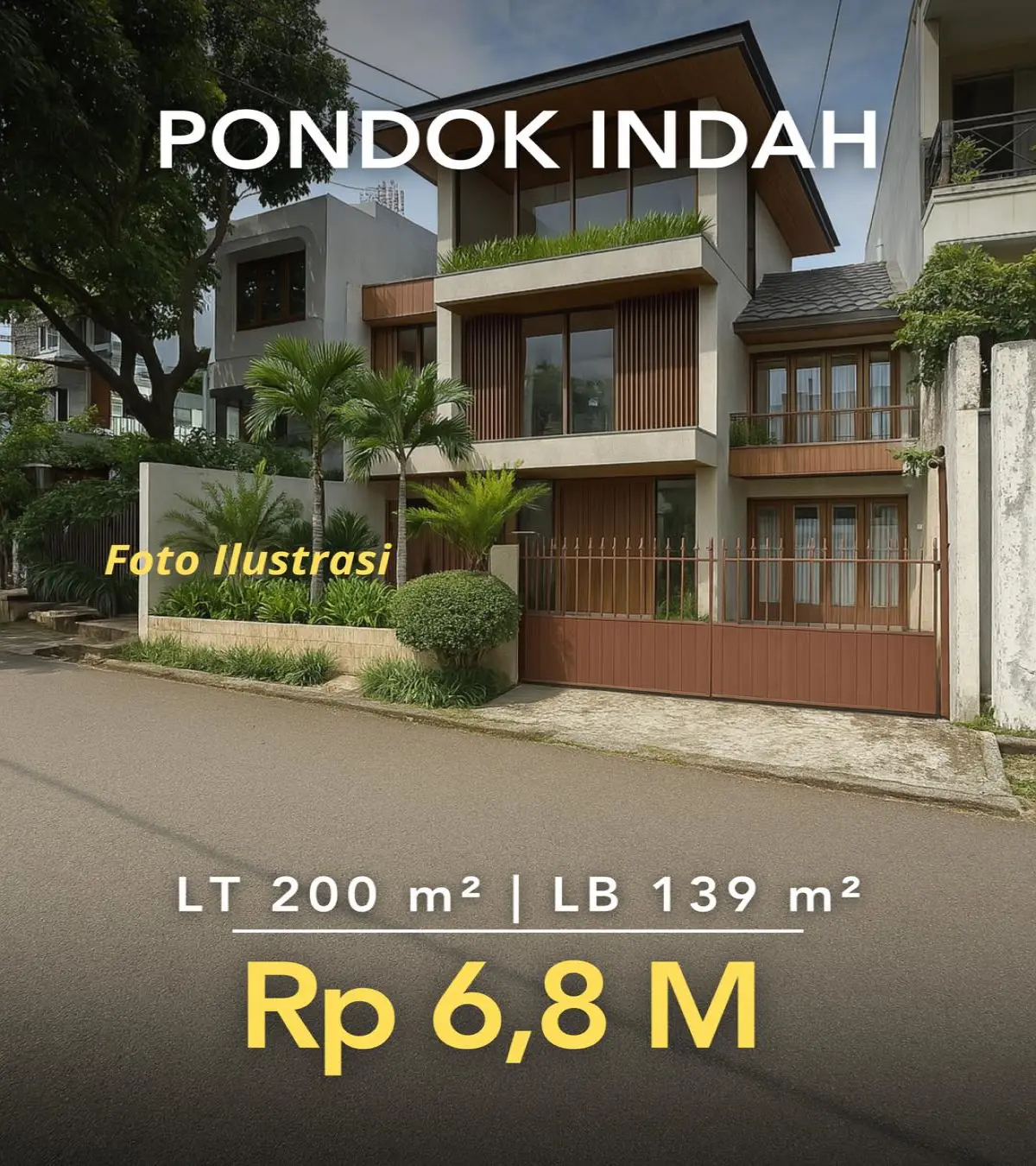 Rumah Dijual Pondok Indah Jakarta Selatan LT 200 m² Tanah Kotak SHM – Rp6,8 M Nego