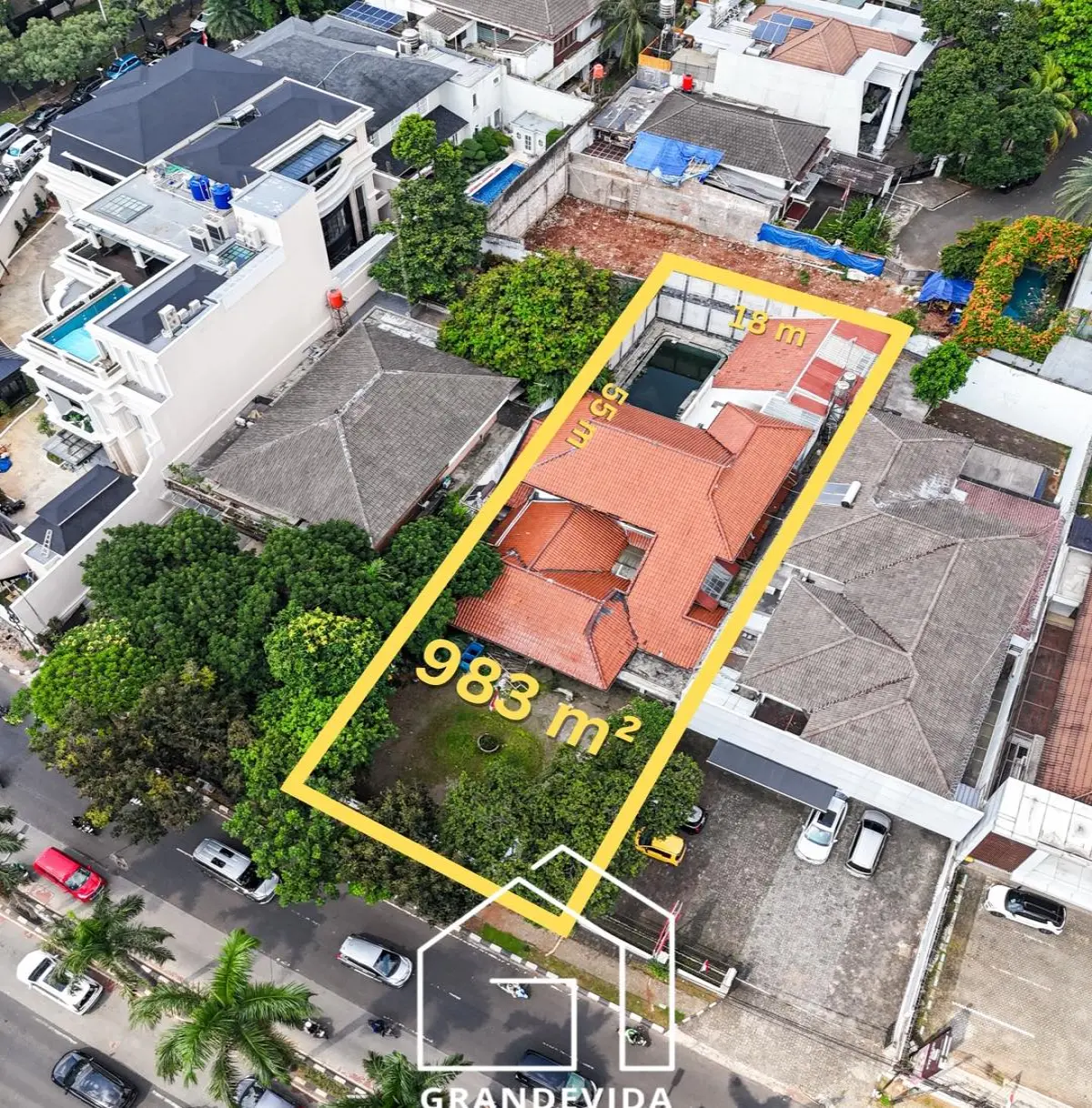 Tanah Dijual Pondok Indah 983 m² Pinggir Jalan Raya – Bentuk Kotak, Hitung Tanah, Rp50 M