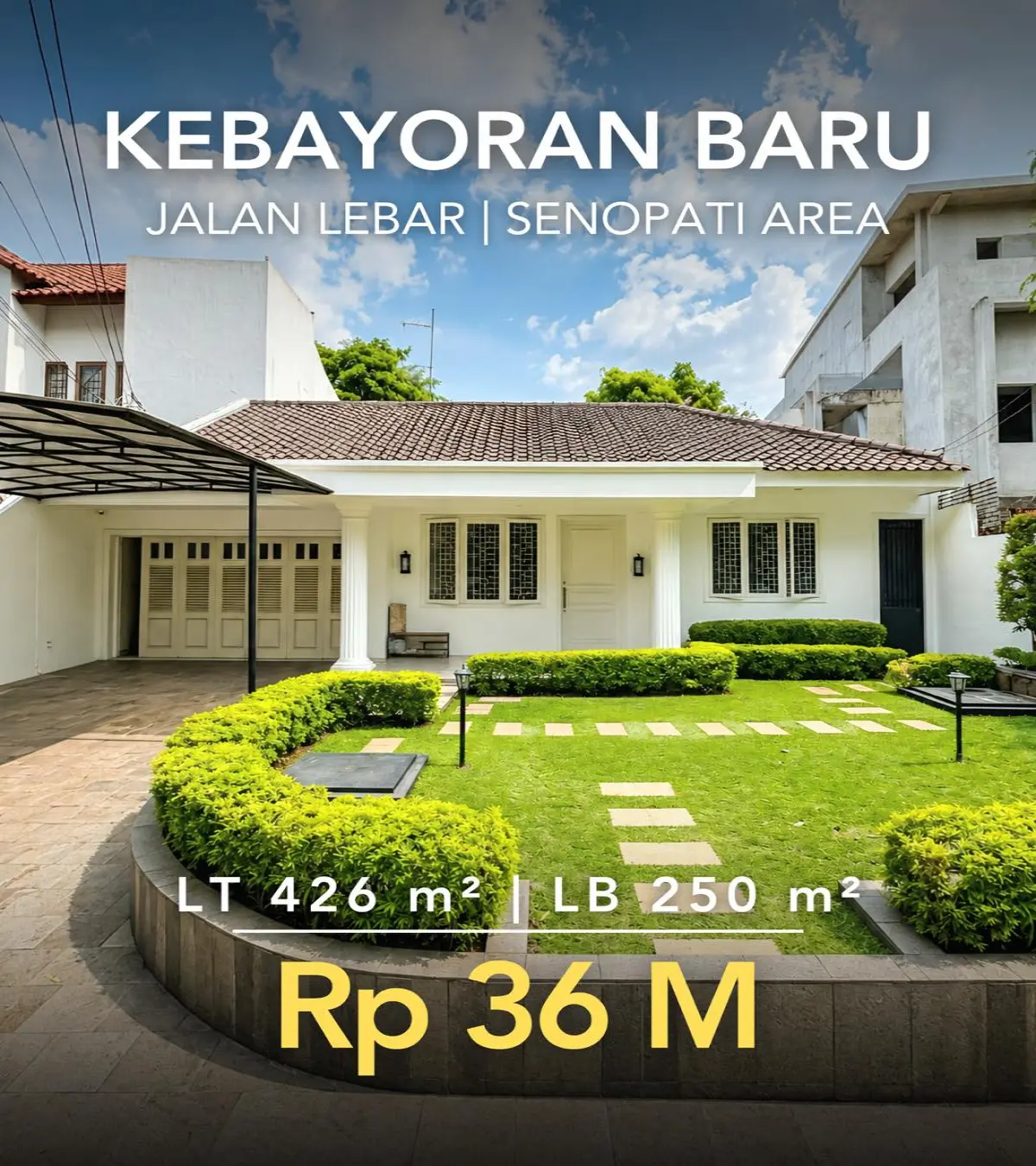 Rumah Dijual Kebayoran Baru Dekat Senopati & SCBD – LT 426 m²