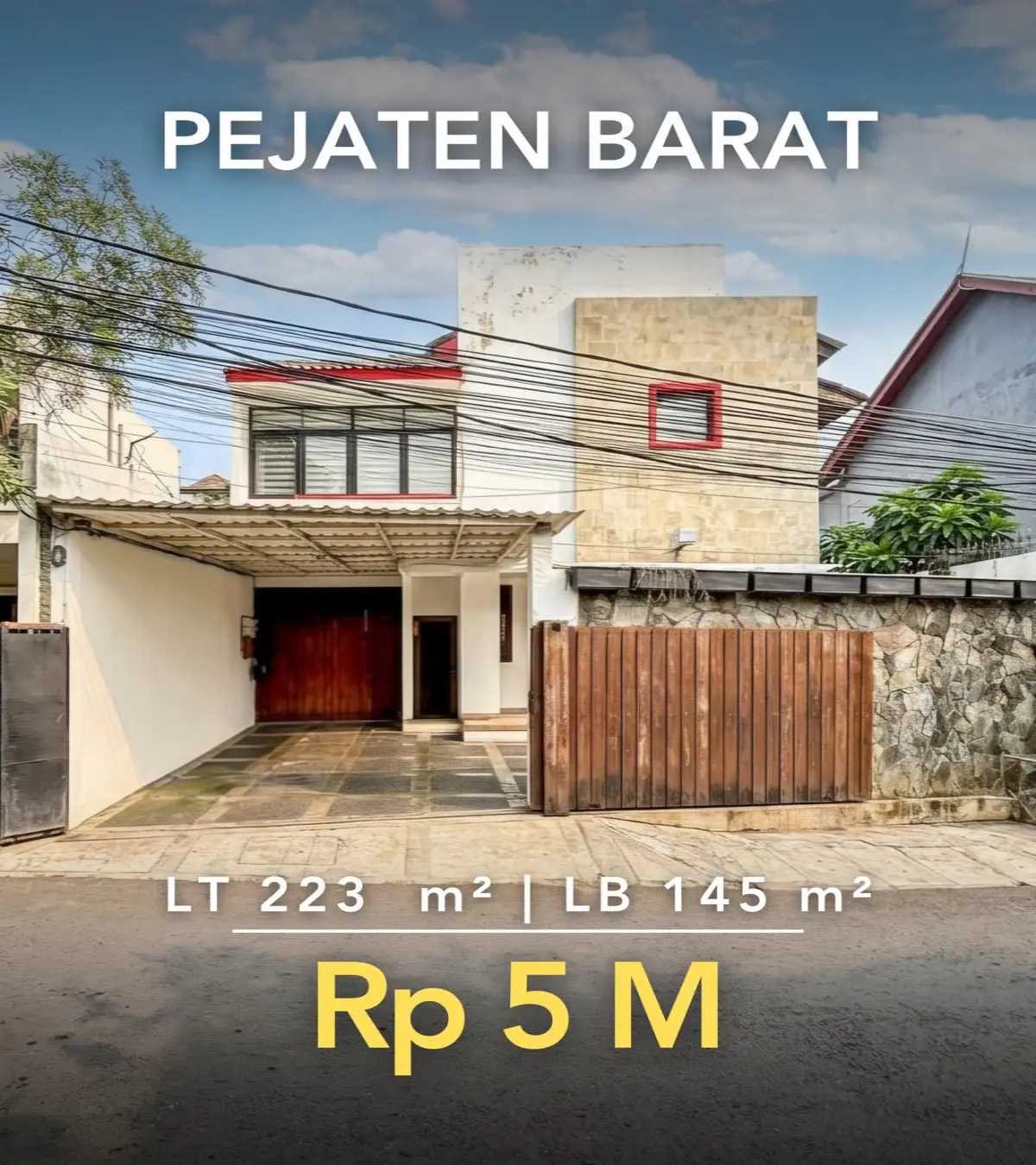 Rumah Siap Huni Dijual di Pejaten — LT 162 m², LB 170 m², 3 Kamar, SHM Rp 5 M Lokasi Strategis