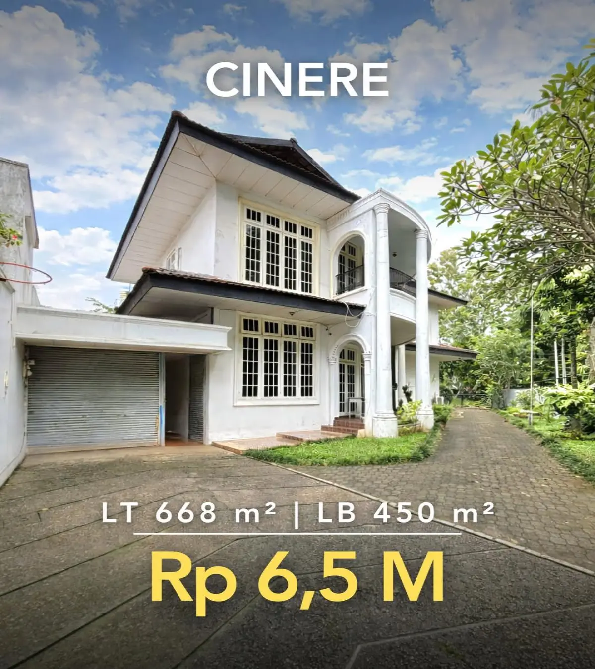Rumah Hook Dijual di Cinere Tangerang Selatan — LT 668 m², LB 450 m², 5 Kamar, SHM Rp 6,5 M