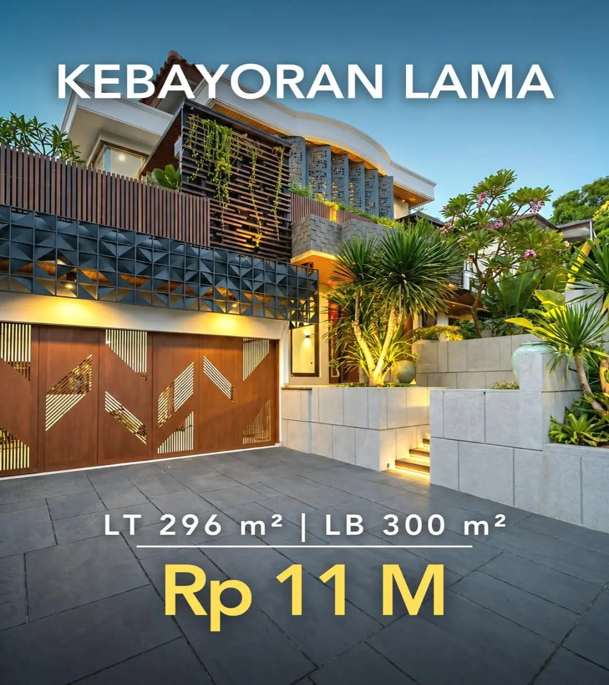Rumah Tropical Modern Dijual di Kebayoran Lama – LT 296 m², LB 300 m²