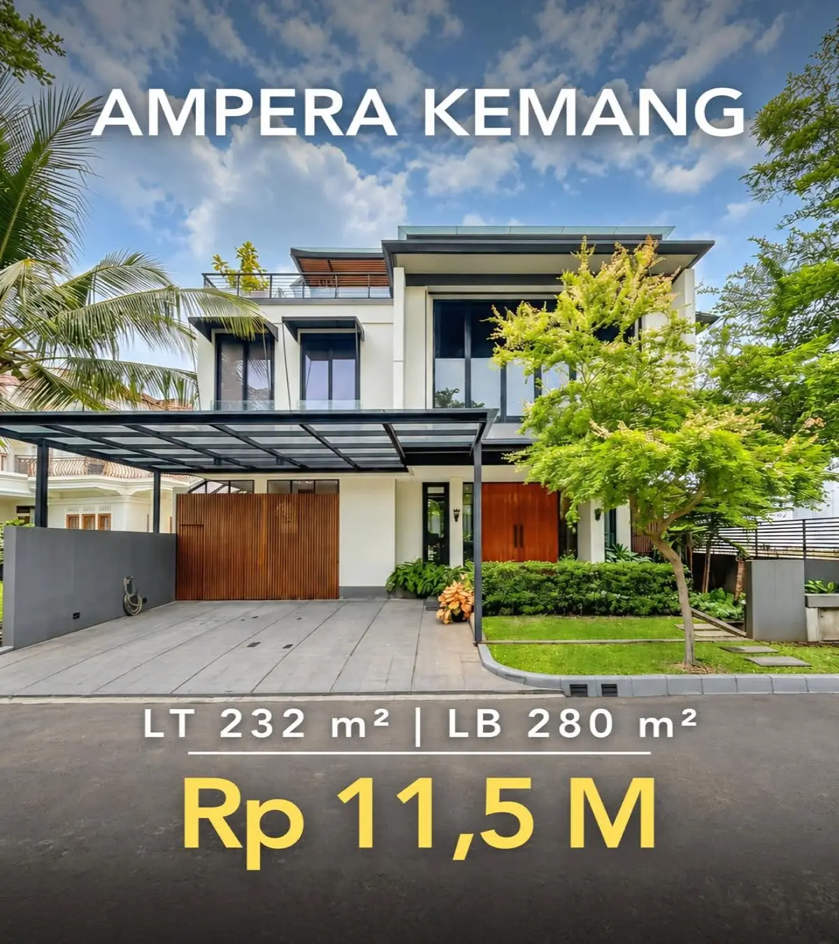 Rumah Mewah Dijual di Kemang Ampera – 3 Lantai + Rooftop, Private Lift