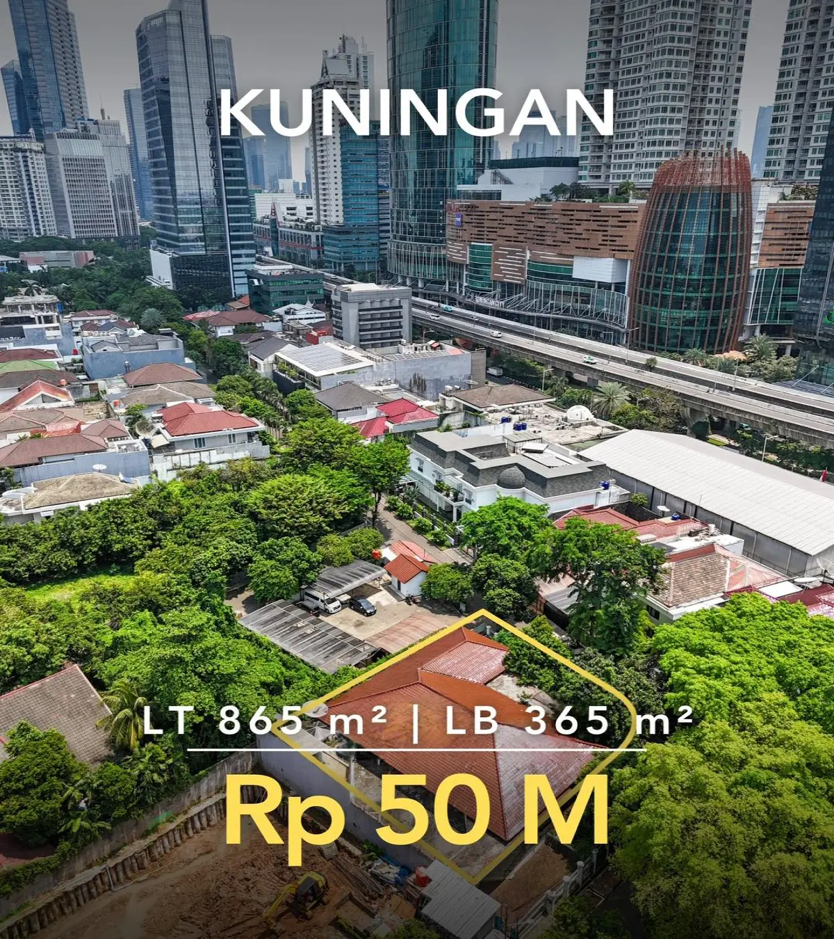 Rumah Hitung Tanah Dijual di Kuningan – LT 865 m², Kawasan Bisnis, SHM