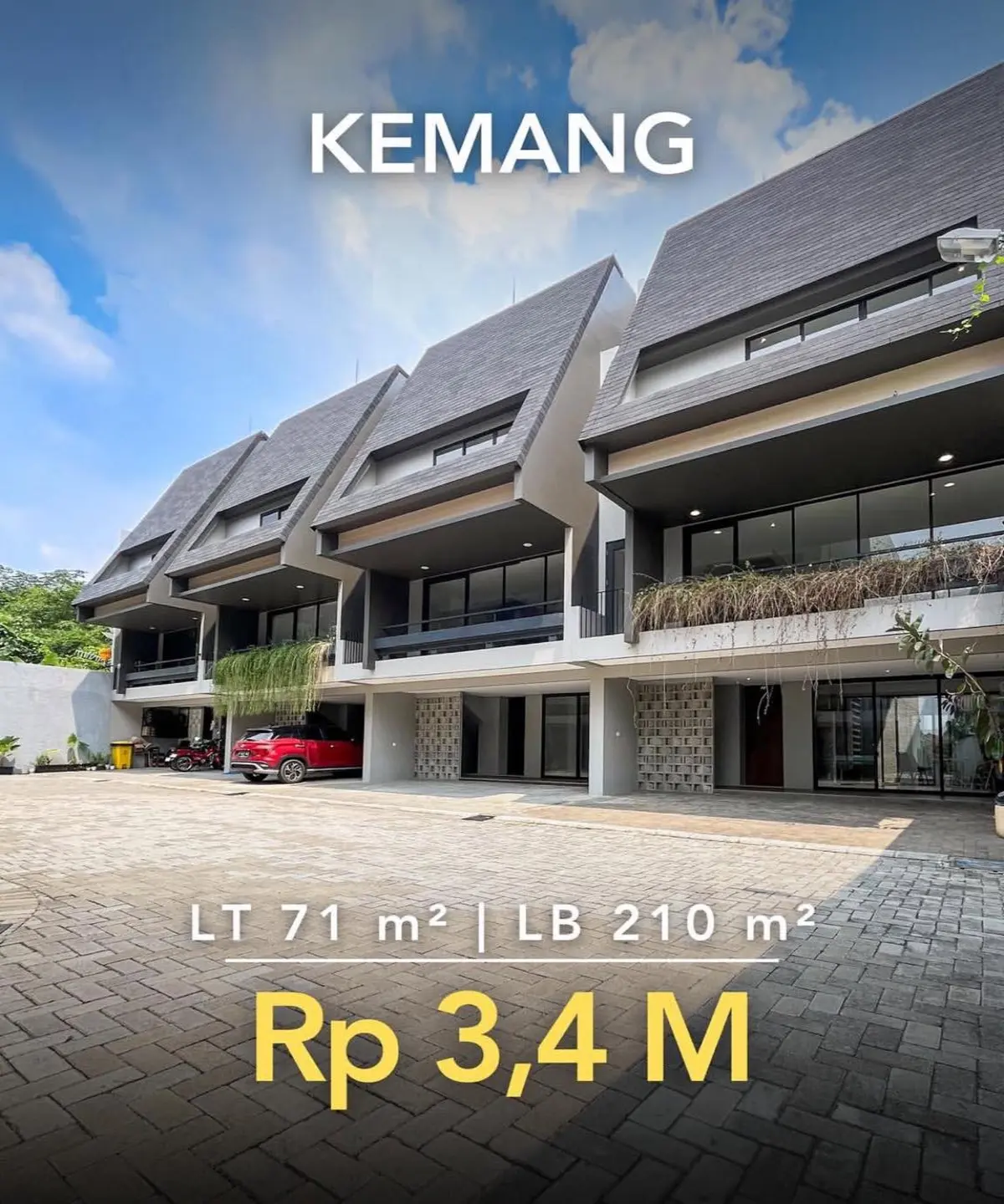 Townhouse Brand New Dijual Kemang – 13 Unit Eksklusif, 3+1 Rooftop, SHM Rp 3,4–4,38 M