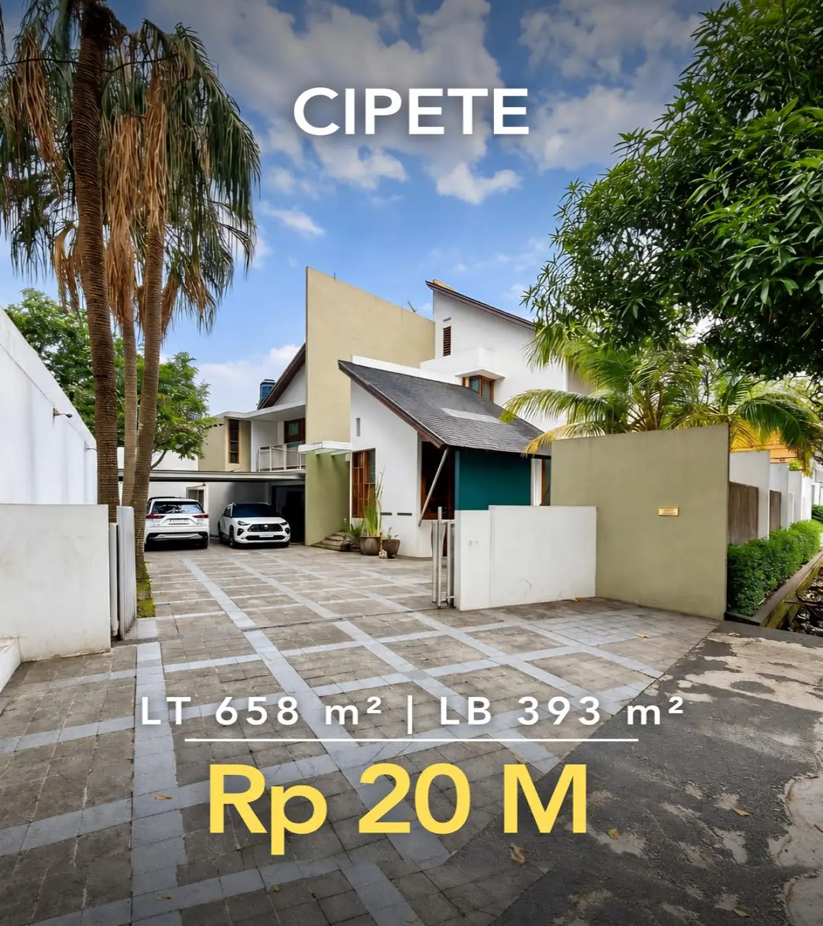 PRICE DROP! Rumah Dijual Cipete LT 658 m² – LB 393 m², 4 KT, SHM, Rp20 M Nego