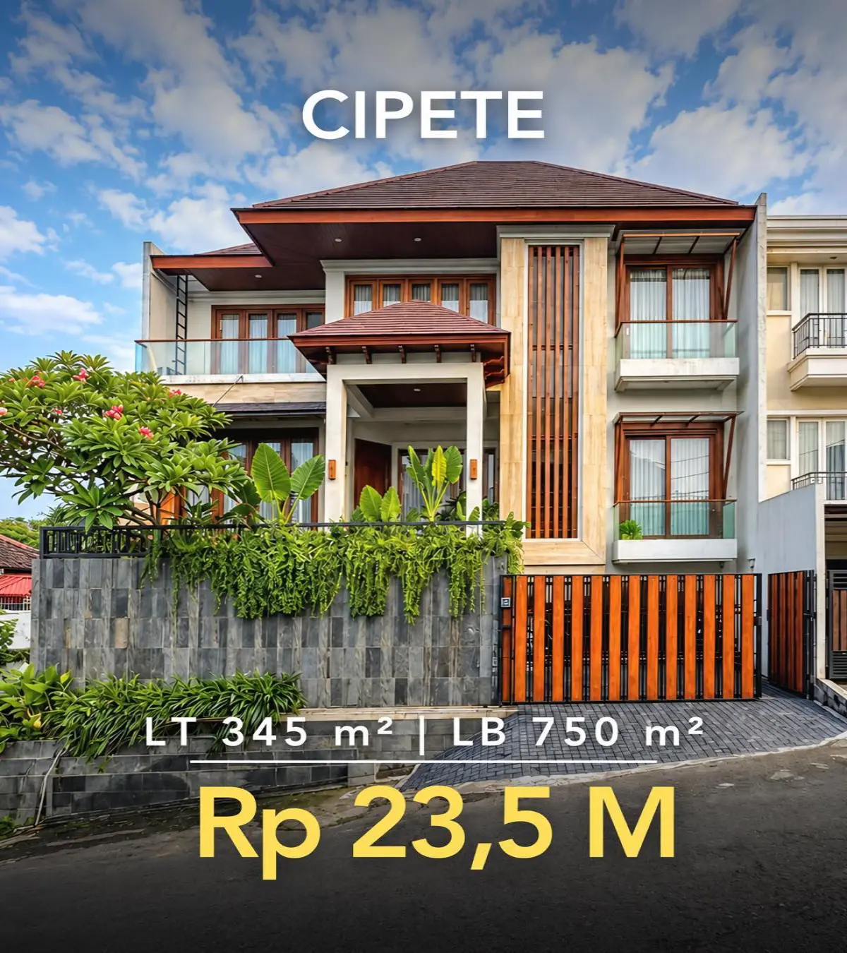 Rumah Mewah Dijual di Kemang – Modern Tropical, LT 345 m², Private Pool & LB 750 m²