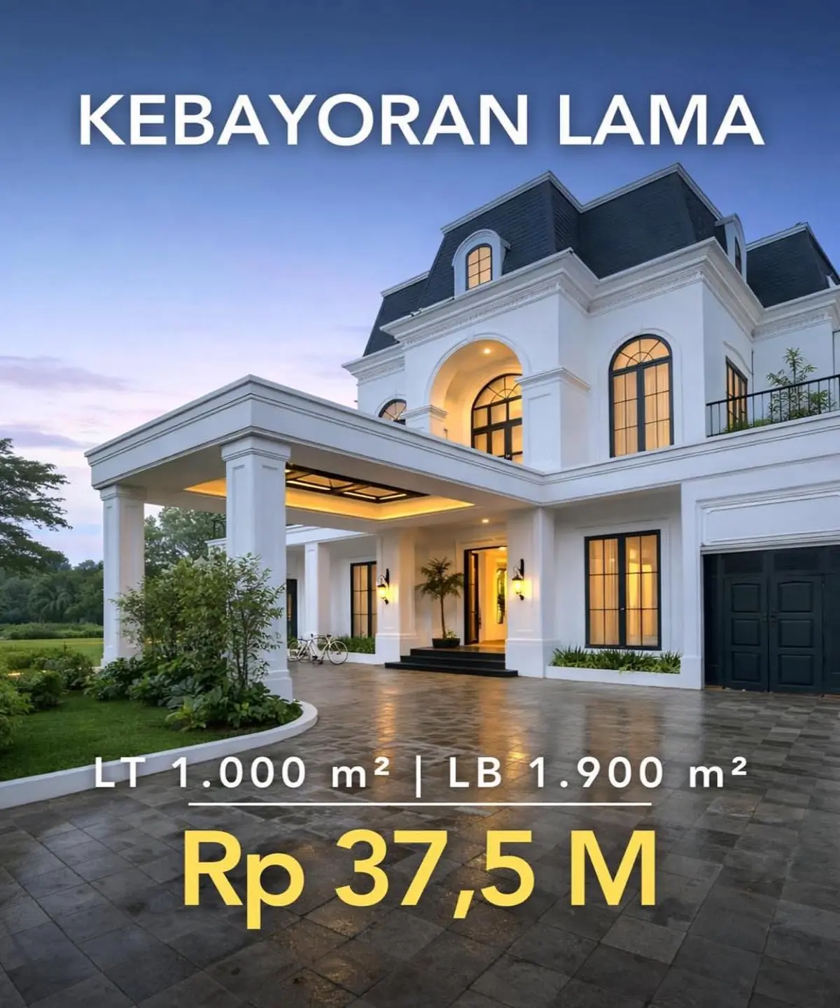 Rumah Mewah Baru Dijual di Kebayoran Lama Dekat Pondok Indah, LT 1.000 m² LB 1.900 m², SHM – Rp 37,5 Miliar Nego